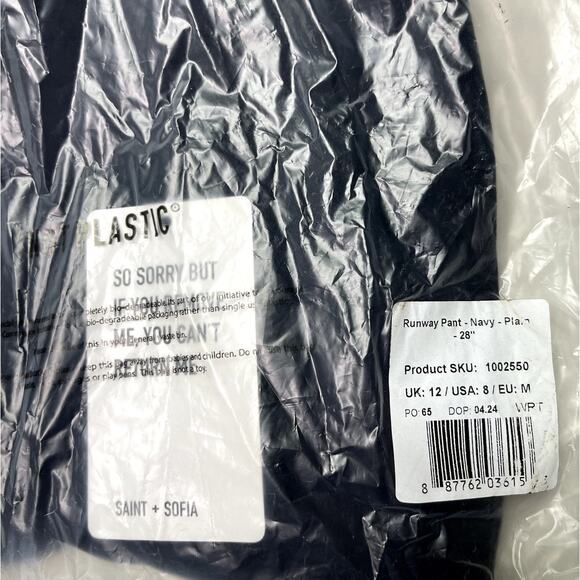 Saint + Sofia Women's Navy Wrinkle Crease Free High Waist Runway Pant - US 8 - Picture 4 of 8